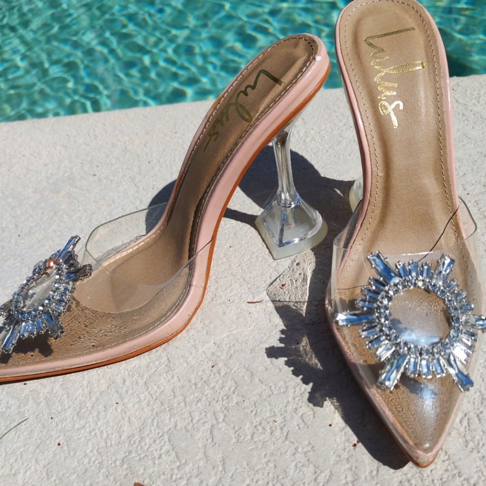 LuLus Pointy Toe With Rhinestone Embellished Heels